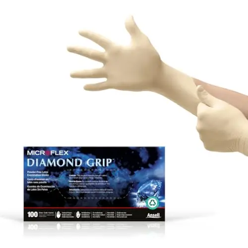 Ansell MICROFLEX latex gloves with textured fingertips for mechanics