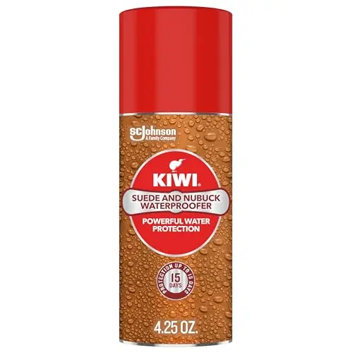Kiwi suede protector spray bottle with traditional branding for waterproofing