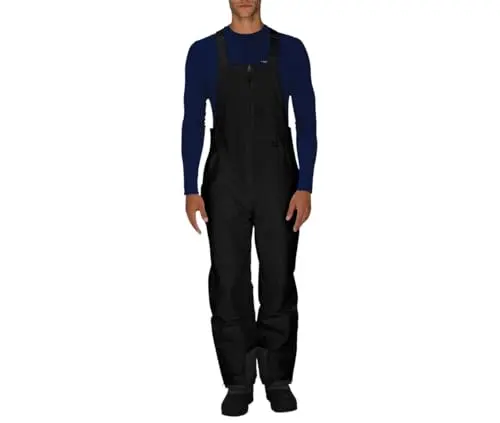Arctix Men's Essential Insulated Bib Overalls in black showing waterproof features