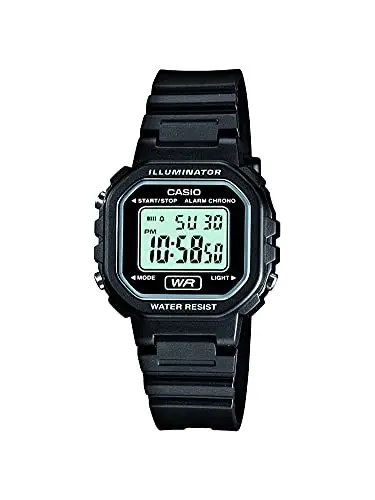 Casio LA20WH white square digital watch with alarm features