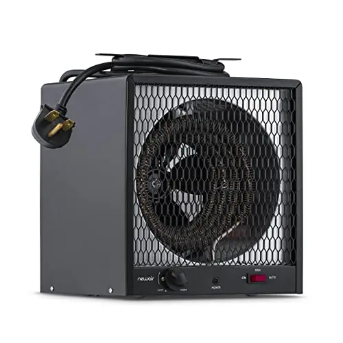 Newair 5600W portable electric garage heater in black for large spaces