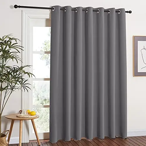 NICETOWN grey thermal blackout curtain for sliding glass door