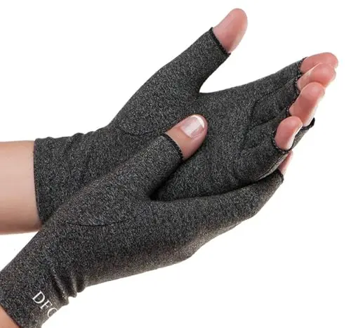 Dr. Frederick's compression gloves providing warmth and circulation support