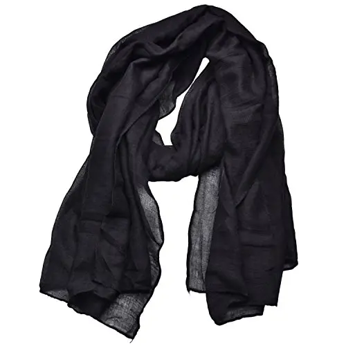 Woogwin lightweight soft scarf in black demonstrating versatile styling