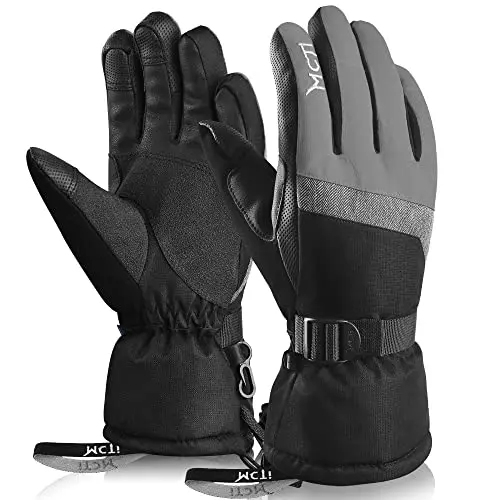 MCTi women's ski gloves in grey color with wrist leashes