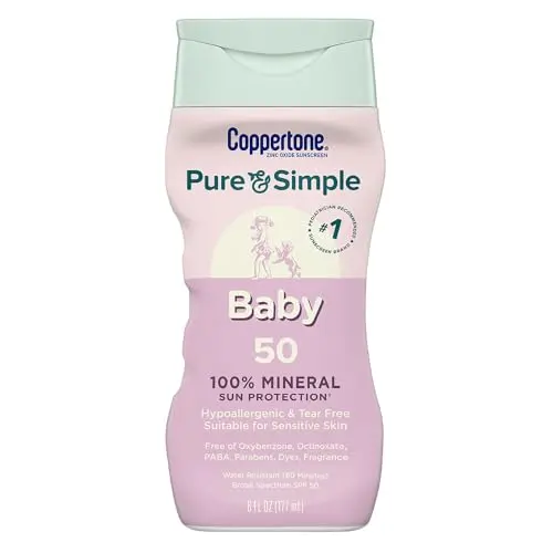 Coppertone Pure and Simple baby sunscreen lotion with zinc oxide