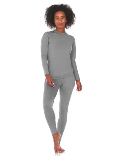Thermajane women's fleece lined long johns thermal set in grey
