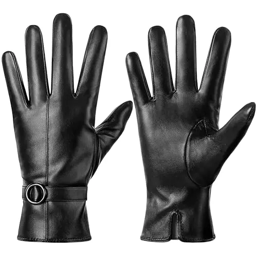 Women's budget leather touchscreen gloves for cold weather