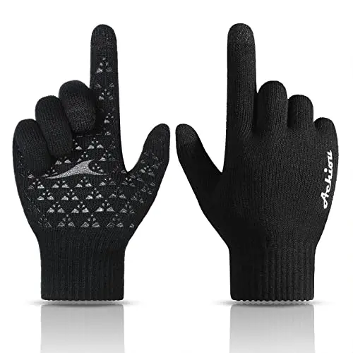 Achiou knit gloves with thermal lining and touchscreen