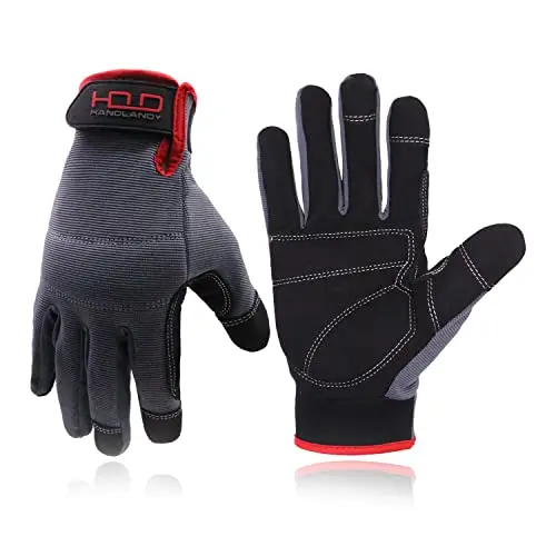 HANDLANDY synthetic leather work gloves with touchscreen fingertips