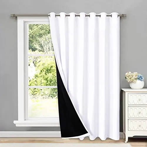 NICETOWN pure white blackout thermal curtain for sliding door
