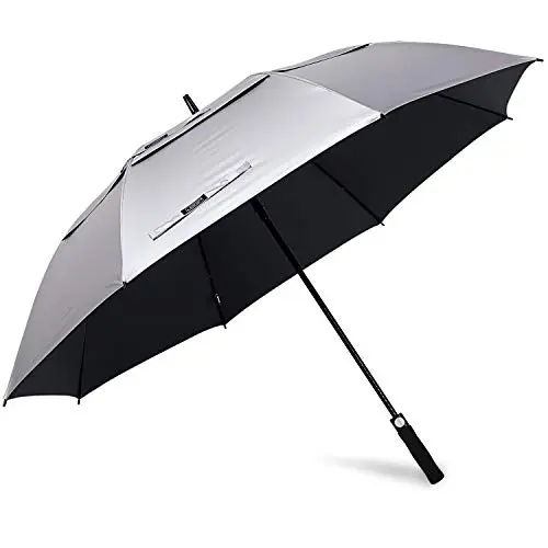 G4Free 68 inch UV protection golf umbrella in silver and black