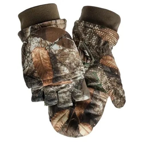 ScentLok fleece hunting gloves with pop-top mitt design