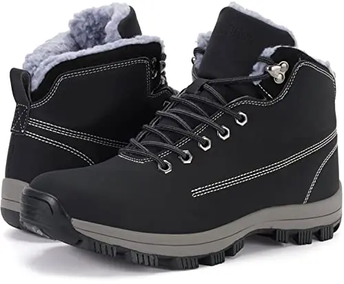 WHITIN men's winter shoes snow boots in black with fur lining