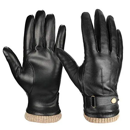 OZERO genuine Nappa leather winter gloves with touchscreen