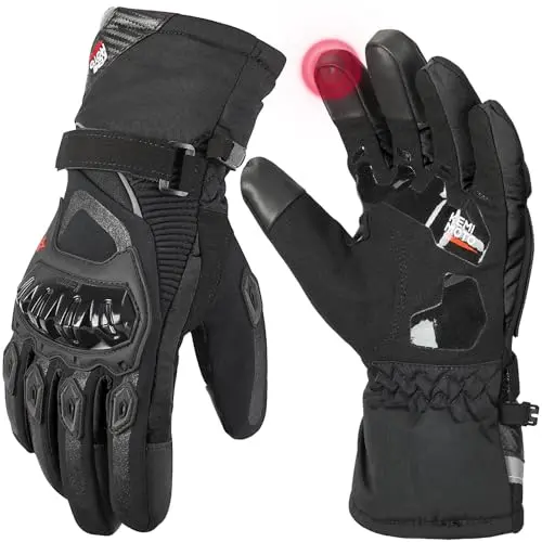 KEMIMOTO waterproof motorcycle gloves with PVC knuckle protection