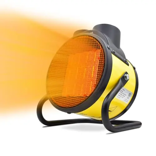 Buyplus Electric Patio Heater with orange housing and metal base