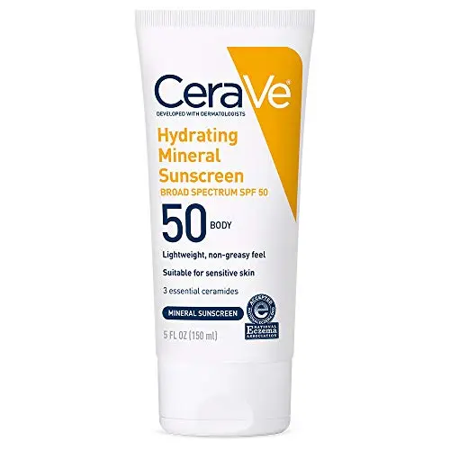 CeraVe Mineral Sunscreen bottle with hyaluronic acid and ceramides