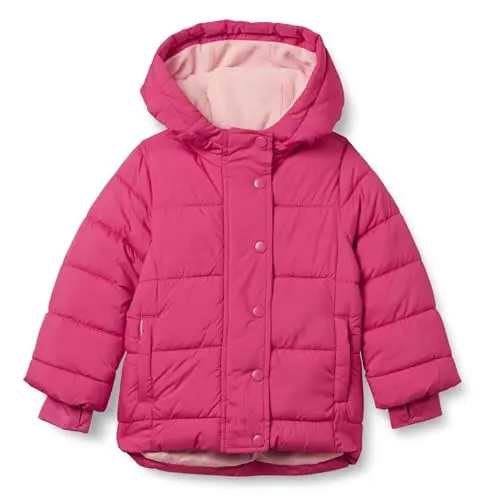 Amazon Essentials toddler girls heavyweight hooded puffer coat in pink
