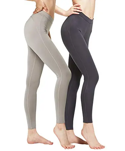 DEVOPS women's 2-pack thermal long johns underwear leggings in charcoal and light grey