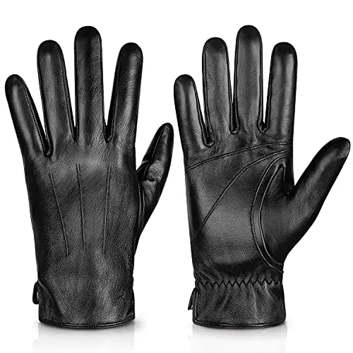 Alepo genuine sheepskin leather driving gloves with touchscreen capability