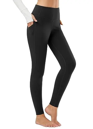 Baleaf women's fleece lined leggings thermal warm winter tights in black