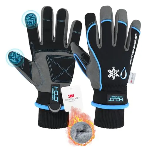 HANDLANDY waterproof work gloves with touchscreen for snow blowing