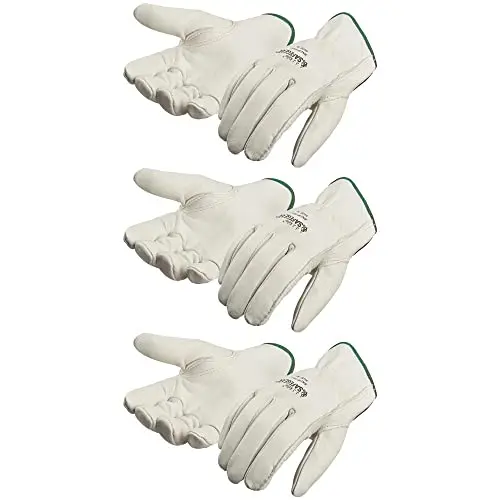 SAFEGEAR 3-pack cowhide leather work gloves with keystone thumb design