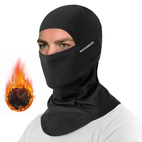 ROCKBROS windproof thermal balaclava showing full face coverage and stretchy fit