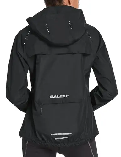 Baleaf women's waterproof packable rain jacket for running and cycling