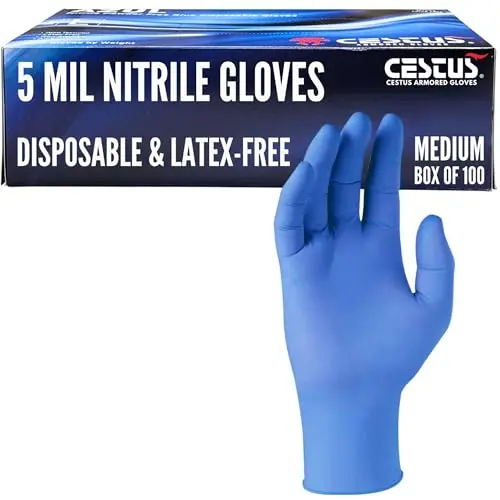 Cestus disposable nitrile gloves with textured surface for mechanics