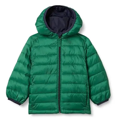 Amazon Essentials boys lightweight packable puffer jacket in green