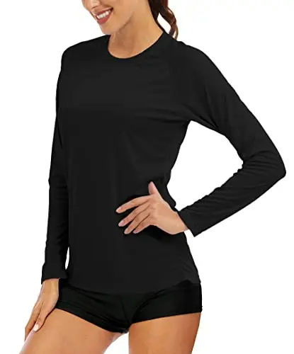 UV Shirts women's long sleeve running shirt with UPF 50+ protection in black