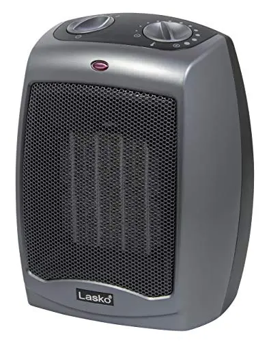 Lasko gray ceramic space heater with carry handle