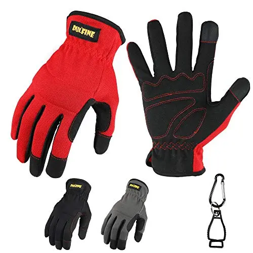 DULFINE red work gloves with padded knuckles and breathable back