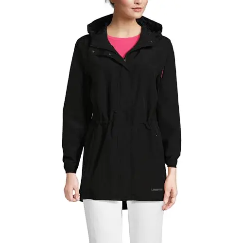 Lands' End women's packable waterproof raincoat for petite sizes
