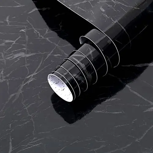 ARTHOME black marble contact paper with dramatic stone veining