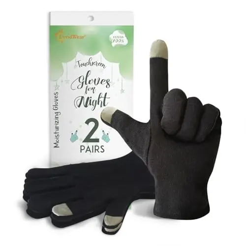 Evridwear black cotton gloves with touchscreen fingertips for eczema