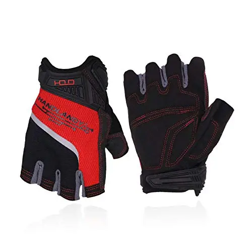 HANDLANDY fingerless work gloves with palm padding and wrist protection
