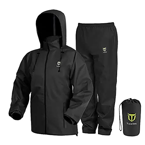 TIDEWE waterproof rain suit in black