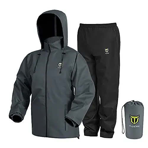 TIDEWE waterproof breathable rain suit in gray