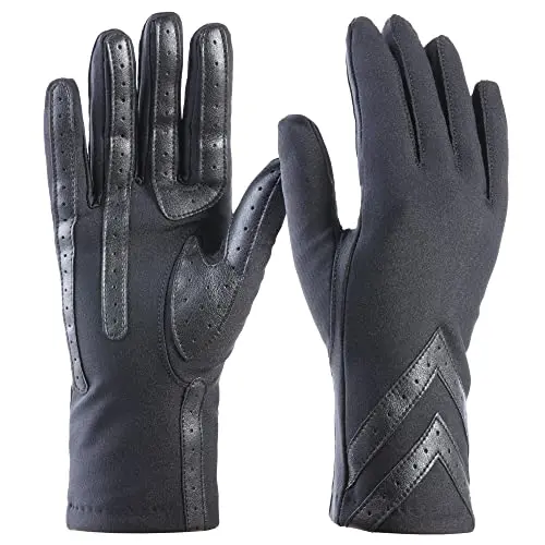 isotoner women's touchscreen gloves with water-repellent technology and chevron details