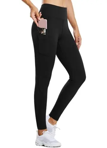 BALEAF women's fleece lined leggings in black with high waist and pockets