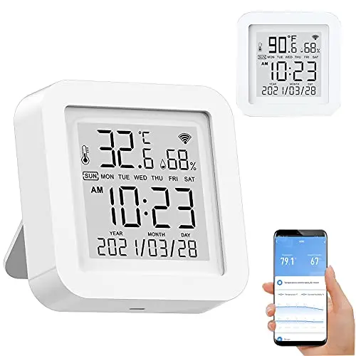 Gaoducash white WiFi temperature humidity monitor with LCD display