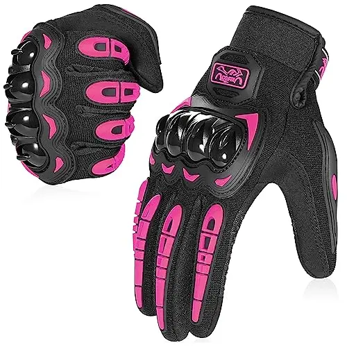 COFIT Motorcycle Gloves in pink with knuckle protection and touchscreen fingertips
