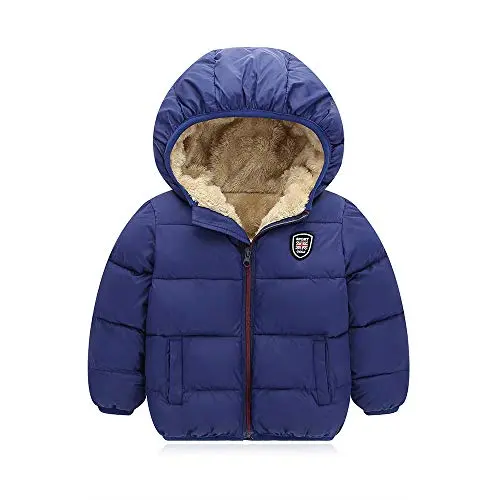 Mfmiudole baby boys girls winter coats thick hooded jacket in blue