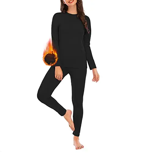 Basic women's thermal underwear set with fleece lining