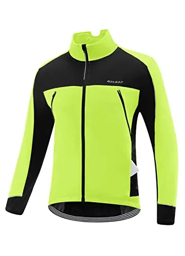 Baleaf men's windproof softshell winter running jacket with reflective elements