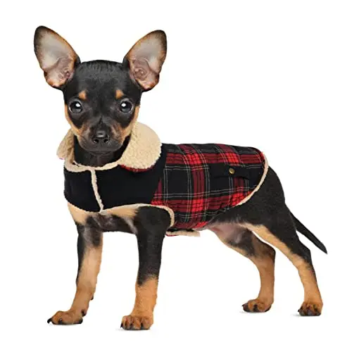 Preferhouse plaid winter dog coat for chihuahua