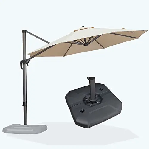 PURPLE LEAF 10ft round cantilever umbrella with included base and easy rotation